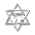 1/10ct Diamond Star of David withChai Chain Slide Charm Pendant in Real 14k White Gold