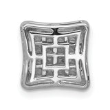 1/2ct Diamond Square Cluster Chain Slide Charm Pendant in Real 14k White Gold