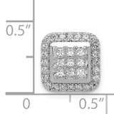 1/2ct Diamond Square Cluster Charm Pendant in Real 14k White Gold