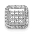 1/2ct Diamond Square Cluster Charm Pendant in Real 14k White Gold