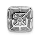 1ct Diamond Square Cluster Charm Pendant in Real 14k White Gold