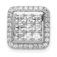 1ct Diamond Square Cluster Charm Pendant in Real 14k White Gold