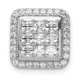 1ct Diamond Square Cluster Charm Pendant in Real 14k White Gold