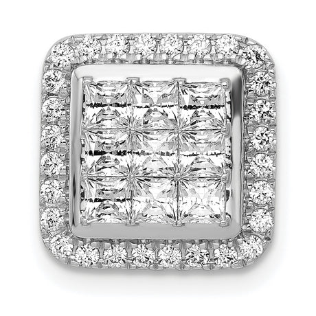 1ct Diamond Square Cluster Charm Pendant in Real 14k White Gold