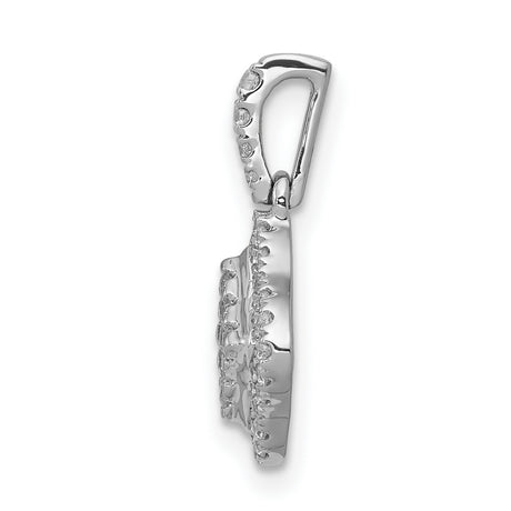 10k White Gold Diamond Pendant with Square Cluster and Double Halo Design