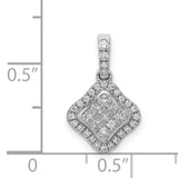 1/4ct Diamond Cluster Charm Pendant in Real 14k White Gold