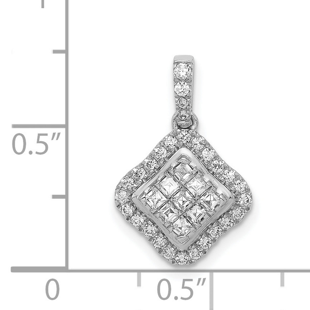 1/2ct Diamond Cluster Charm Pendant in Real 14k White Gold