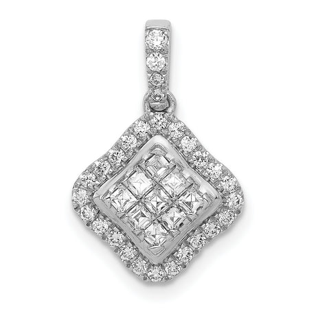 1/2ct Diamond Cluster Charm Pendant in Real 14k White Gold