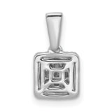 1/4ct Diamond Square Cluster Charm Pendant in Real 14k White Gold