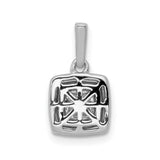 1/3ct Diamond Square Cluster Charm Pendant in Real 14k White Gold