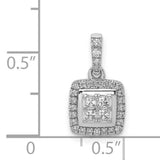 1/3ct Diamond Square Cluster Charm Pendant in Real 14k White Gold