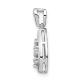 14k White Gold Teardrop Pendant with Diamond Floral Cluster Design for Women