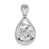14k White Gold Teardrop Pendant with Diamond Floral Cluster Design for Women