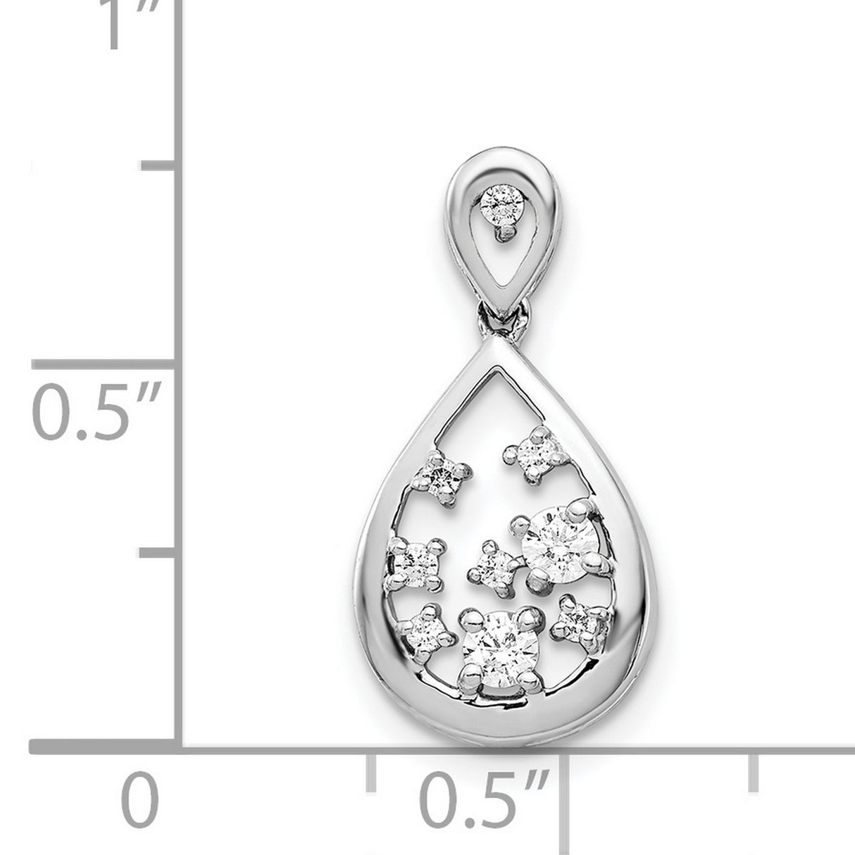 14k White Gold Teardrop Pendant with Diamond Floral Cluster Design for Women
