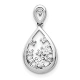 14k White Gold Teardrop Pendant with Diamond Floral Cluster Design for Women