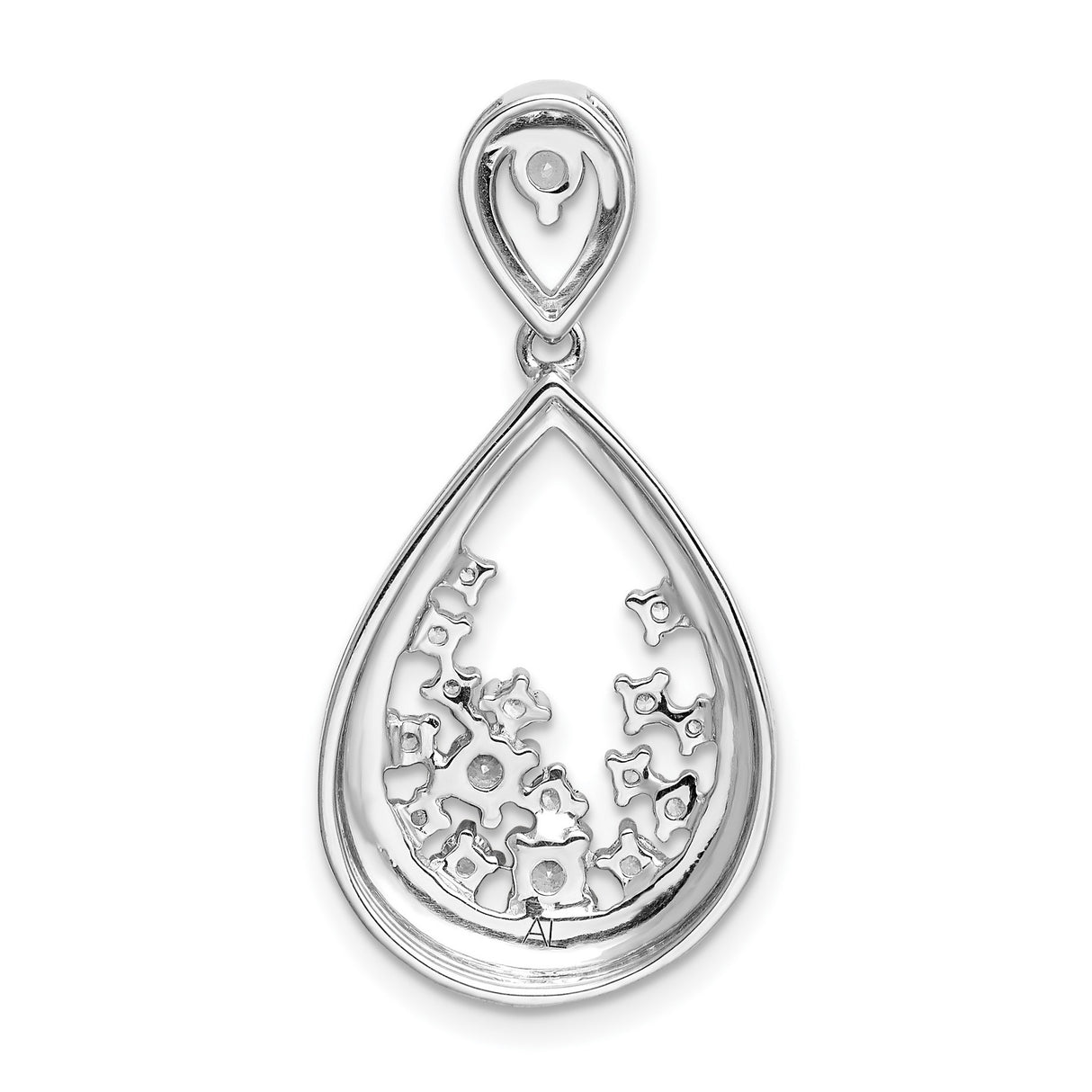 1/5ct Diamond Fancy Teardrop Charm Pendant in Real 14k White Gold