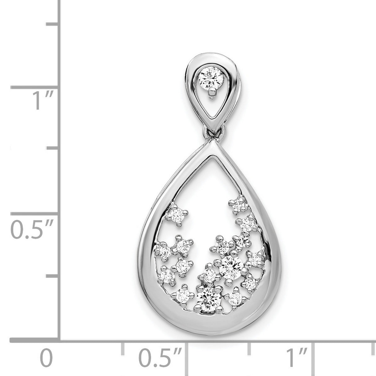 1/5ct Diamond Fancy Teardrop Charm Pendant in Real 14k White Gold