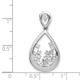 1/5ct Diamond Fancy Teardrop Charm Pendant in Real 14k White Gold