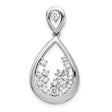 1/5ct Diamond Fancy Teardrop Charm Pendant in Real 14k White Gold