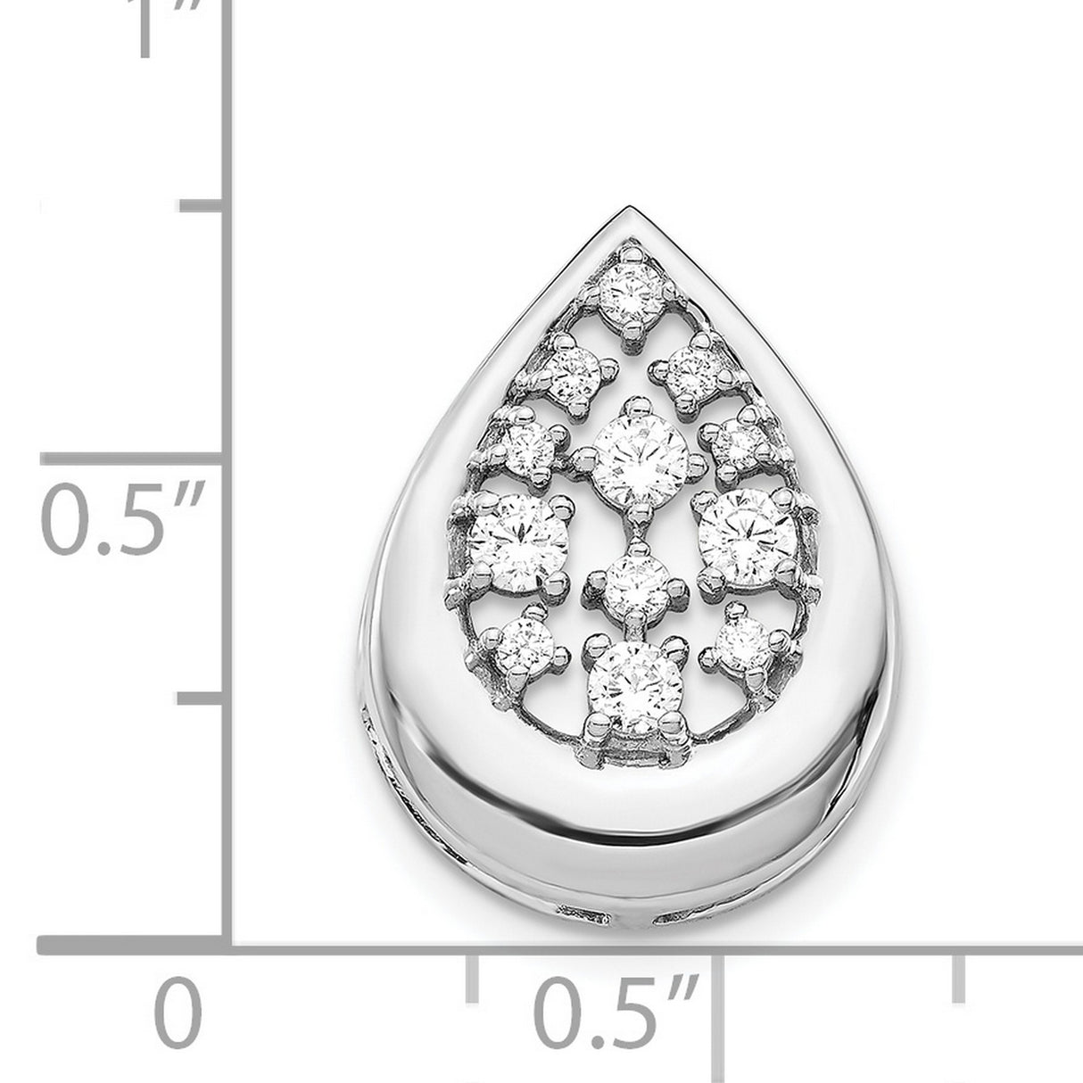 14k White Gold Teardrop Pendant with Diamond Cluster, Floral Drop Charm for Women