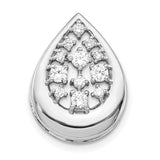 14k White Gold Teardrop Pendant with Diamond Cluster, Floral Drop Charm for Women