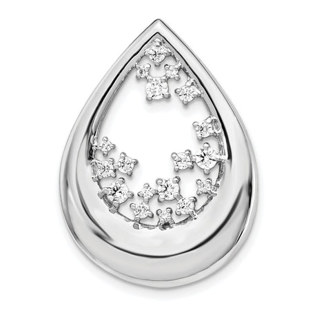 1/2ct Diamond Fancy Teardrop Charm Pendant in Real 14k White Gold