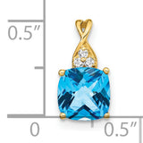 14k Yellow Gold Pendant with Swiss Blue Topaz and Diamond Accents, Floral Cluster Design