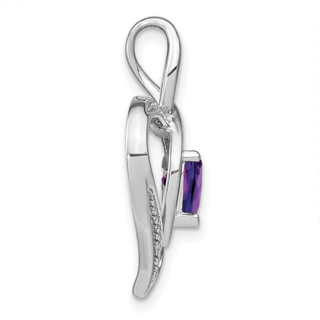 Sterling Silver Heart Pendant with Amethyst and Diamond Accents, Infinity Love Design for Women
