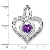 Sterling Silver Heart Pendant with Amethyst and Diamond Accents, Infinity Love Design for Women