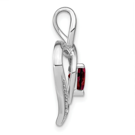 Sterling Silver Heart Pendant with Garnet and Diamond, Infinity Design for Women