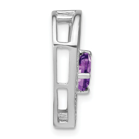 Sterling Silver Heart Pendant with Amethyst and Diamond Accents, Romantic Open Heart Design