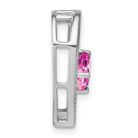 Sterling Silver Heart Pendant with Pink Cubic Zirconia and Diamond Accents for Women