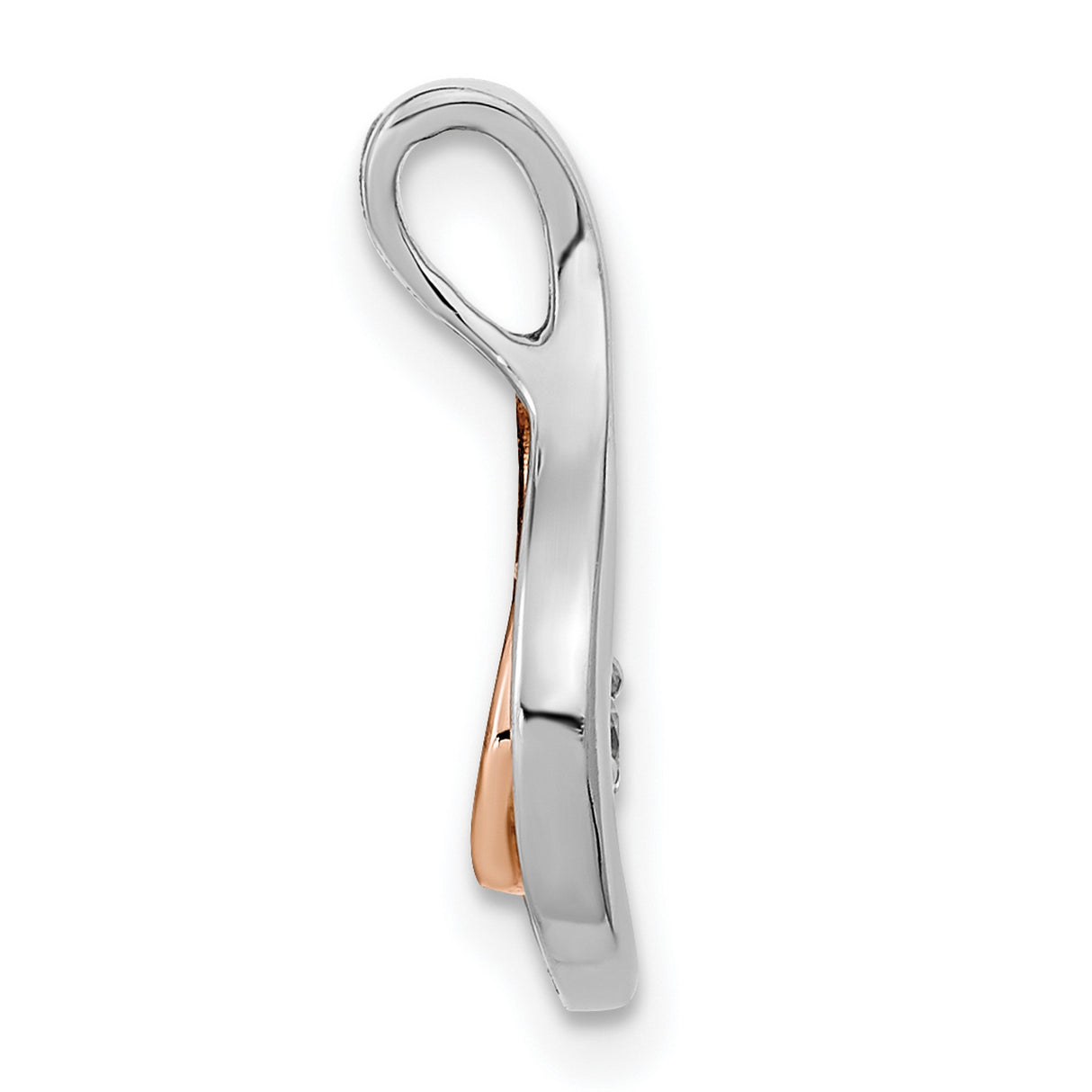 14k Two-Tone Gold Teardrop Pendant with Diamond Accent, Rose and White Gold Slide Design