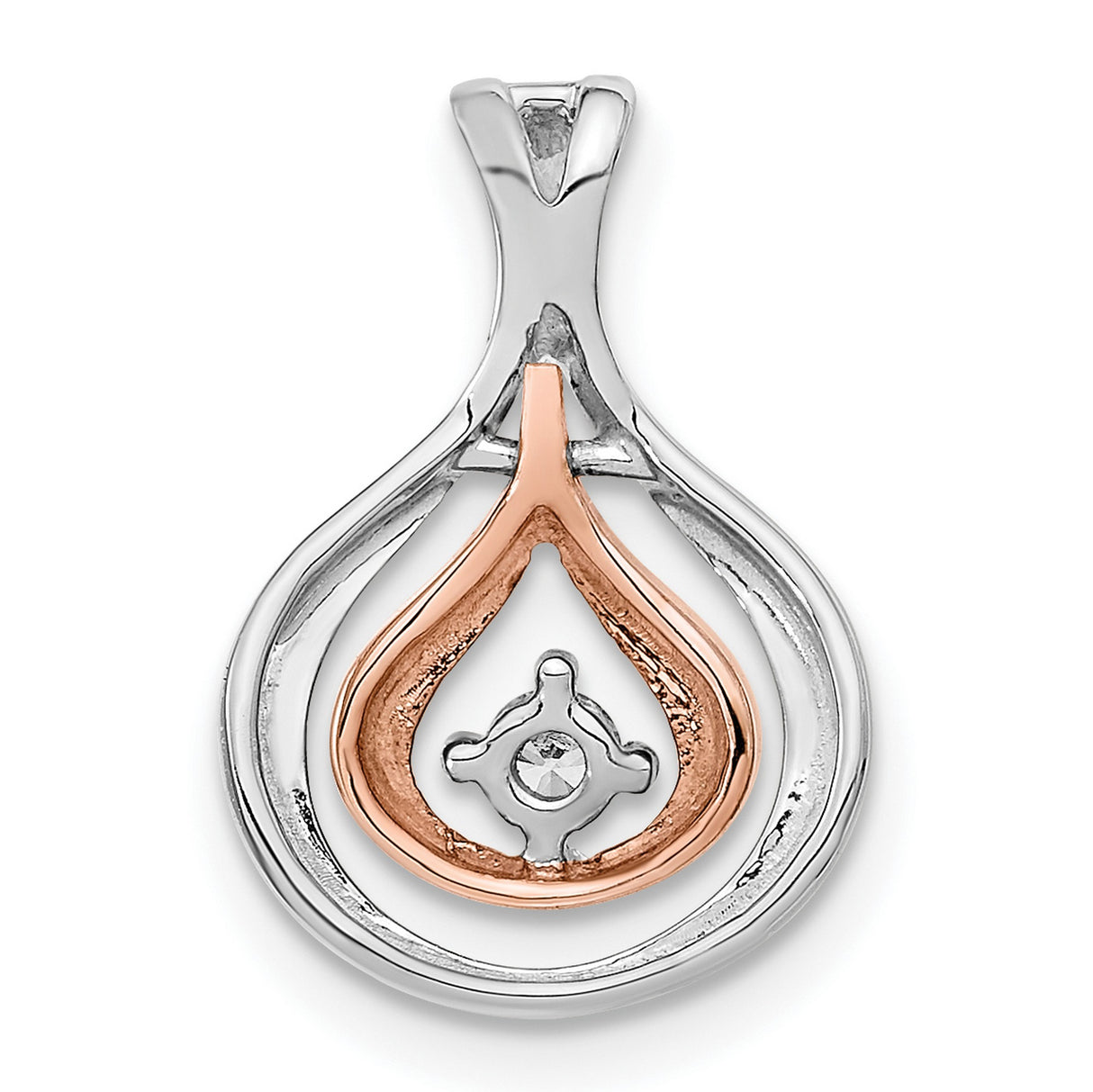 14k Two-Tone Gold Teardrop Pendant with Diamond Accent, Rose and White Gold Slide Design