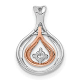 14k Two-Tone Gold Teardrop Pendant with Diamond Accent, Rose and White Gold Slide Design