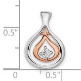14k Two-Tone Gold Teardrop Pendant with Diamond Accent, Rose and White Gold Slide Design