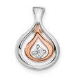 14k Two-Tone Gold Teardrop Pendant with Diamond Accent, Rose and White Gold Slide Design