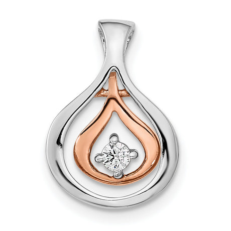 14k Two-Tone Gold Teardrop Pendant with Diamond Accent, Rose and White Gold Slide Design