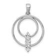 3.2mm Diamond Three Stone Circle Charm Pendant in Real 14k White Gold