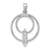 3.2mm Diamond Three Stone Circle Charm Pendant in Real 14k White Gold