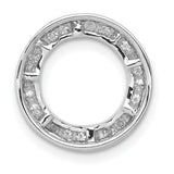 1/4ct Diamond Channel Set Circle Chain Slide Charm Pendant in Real 14k White Gold