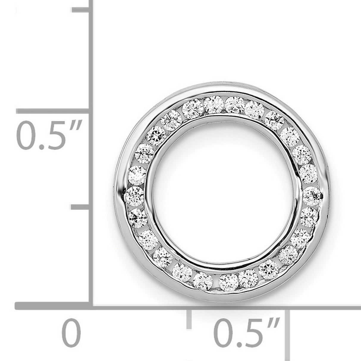 1/4ct Diamond Channel Set Circle Chain Slide Charm Pendant in Real 14k White Gold