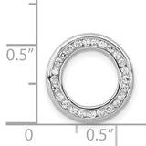 1/4ct Diamond Channel Set Circle Chain Slide Charm Pendant in Real 14k White Gold