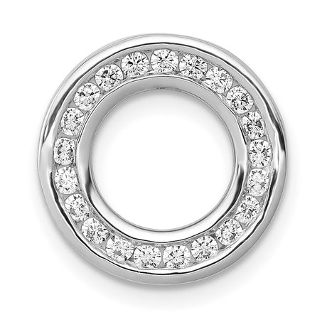 14k White Gold Circle Pendant with Channel-Set Diamonds, Halo Design Symbolizing Unity