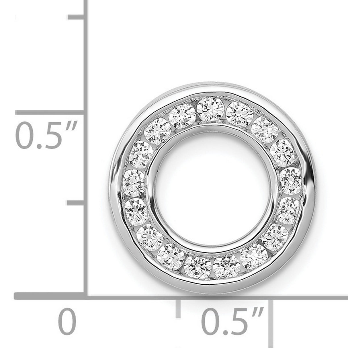 1/2ct Diamond Channel Set Circle Chain Slide Charm Pendant in Real 14k White Gold