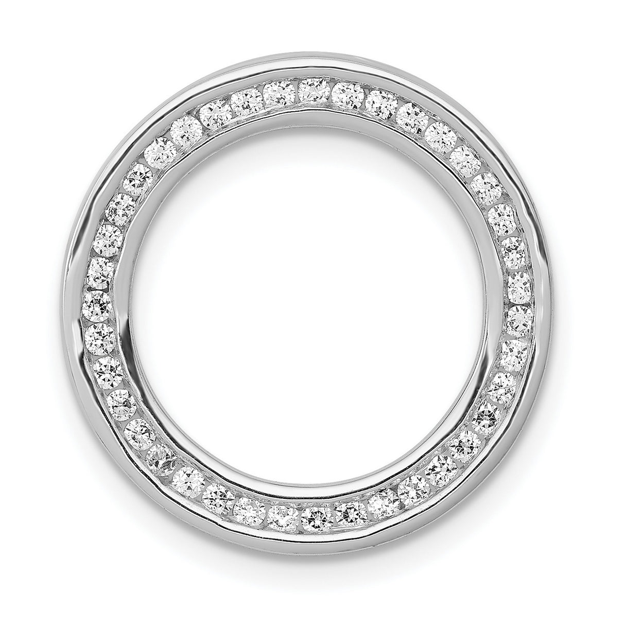 14k White Gold Open Circle Pendant with Pave Diamonds, Modern Minimalist Jewelry for Women
