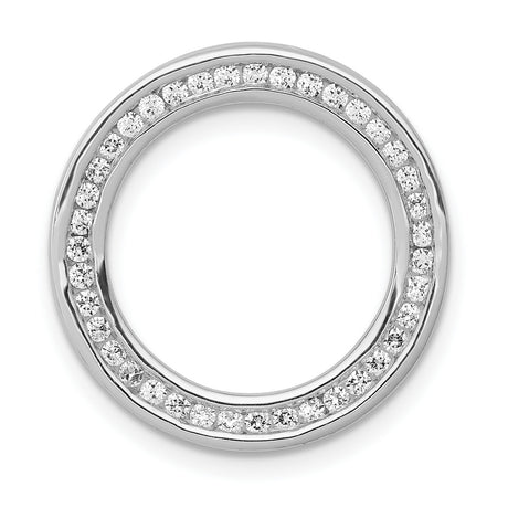 14k White Gold Open Circle Pendant with Pave Diamonds, Modern Minimalist Jewelry for Women