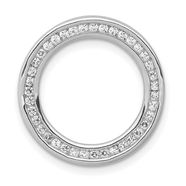 14k White Gold Open Circle Pendant with Pave Diamonds, Modern Minimalist Jewelry for Women