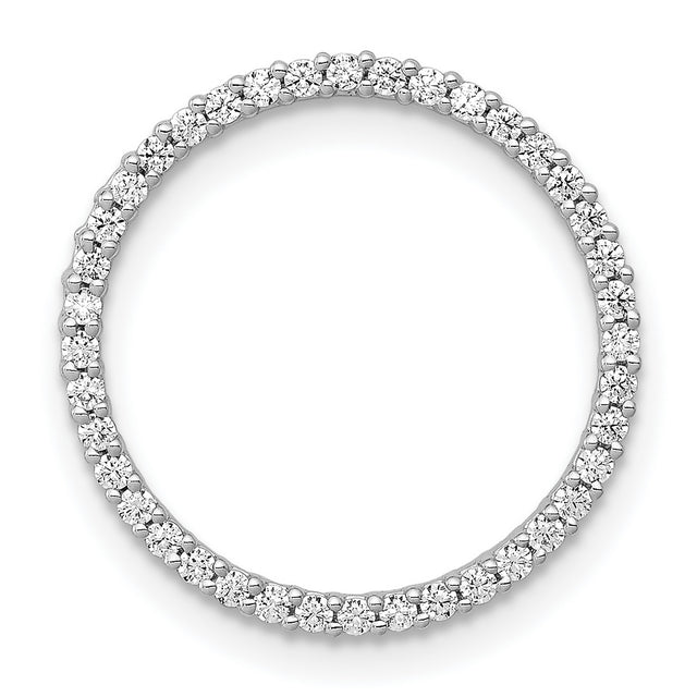 1/4ct Diamond Circle Chain Slide Charm Pendant in Real 14k White Gold