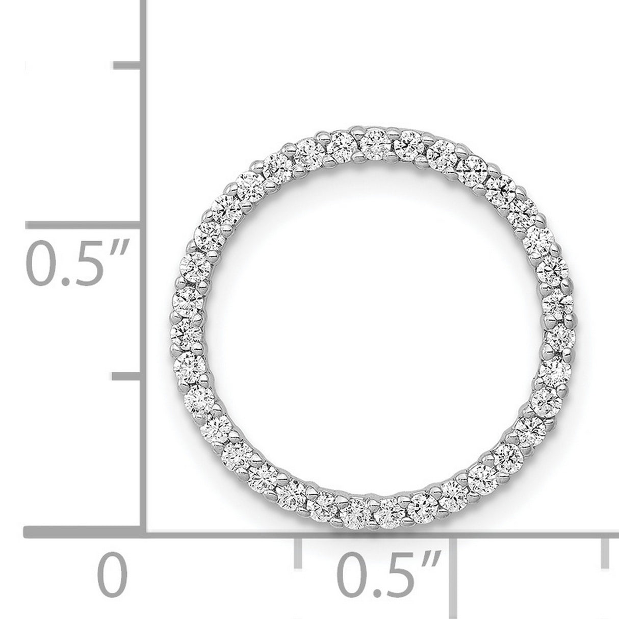 1/3ct Diamond Circle Chain Slide Charm Pendant in Real 14k White Gold